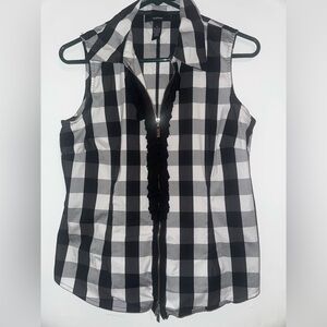 Alfani Sleeveless Black and White Plaid Blouse